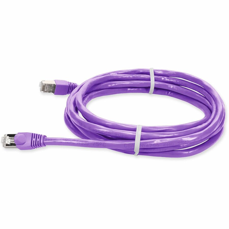 AddOn 1ft RJ-45 (male) to RJ-45 (male) Violet Cat6 straight STP PVC copper patch cable