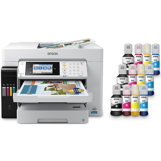Epson WorkForce ST-C8090 Inkjet Multifunction Printer-Color-Copier/Fax/Scanner-4800x1200 dpi Print-Automatic Duplex Print-66000 Pages-550 sheets Input-Color Flatbed Scanner-1200 dpi Optical Scan-Color Fax-Wireless LAN-Epson Connect-Mopria