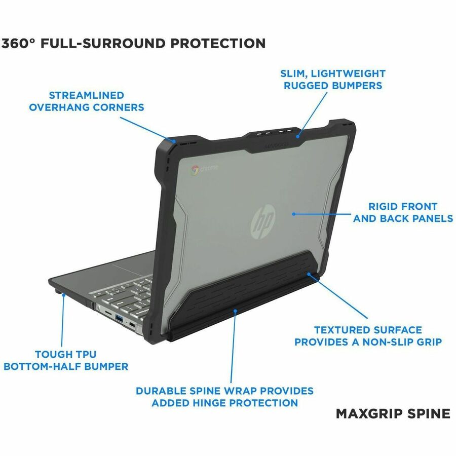 MAXCases Extreme Shell-S for HP G6/G7 Chromebook Clamshell 14" (Black/Clear)