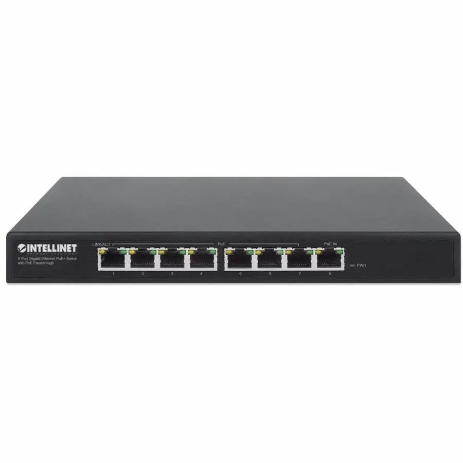 IC Intellinet PoE-Powered 8-Port Gigabit Ethernet PoE+ Switch with PoE Passthrough