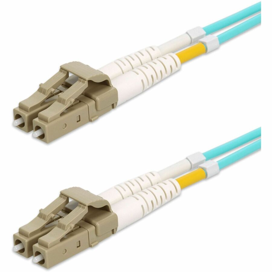 AddOn 15m LC to LC Aqua OM4 Duplex OFNP (Plenum-Rated) TAA Fiber Patch Cable