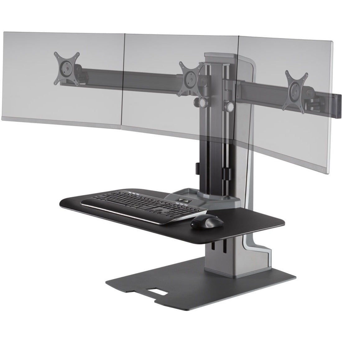 Innovative HAT Winston-E Sit-Stand Triple Monitor Mount w/ Compact Worksurface