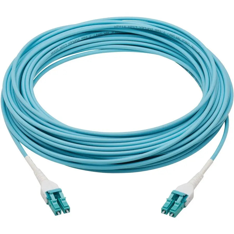 Eaton Tripp Lite Series 100G Duplex Multimode 50/125 OM4 Armored Fiber Optic Cable (LC/LC Duplex M/M), LSZH, Aqua, 15 m (49.2 ft.)