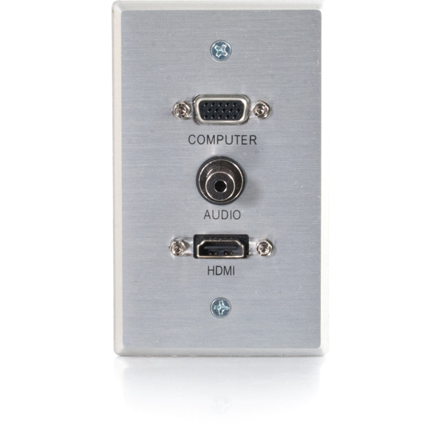 C2G NEW!! Single Gang HDMI, HD15 VGA, and 3.5mm Wall Plate Brushed Aluminum