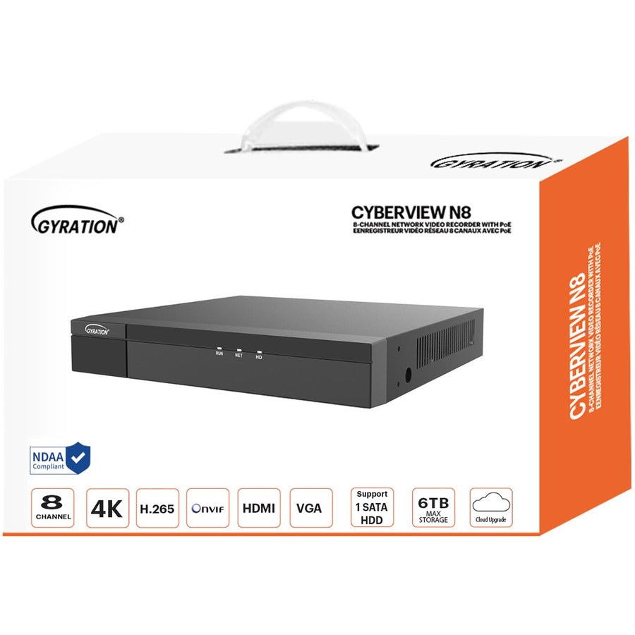 Adesso Gyration 8-Channel Network Video Recorder With PoE, Wired