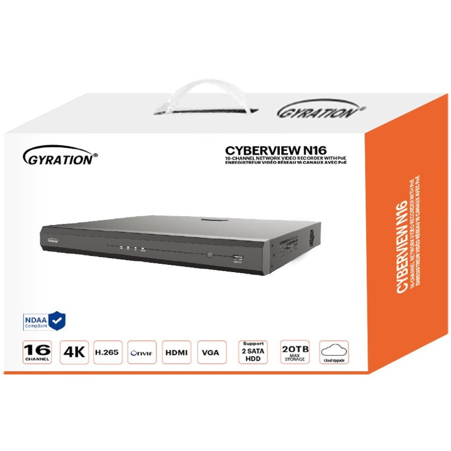 Adesso Gyration 16-Channel Network Video Recorder With PoE, 8 m, Wired
