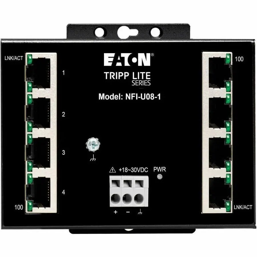 Eaton Tripp Lite Series 8-Port Unmanaged Fast Industrial Ethernet Switch - 10/100 Mbps, Ruggedized, -40&deg; to 75&deg;C, DIN/Wall Mount, TAA