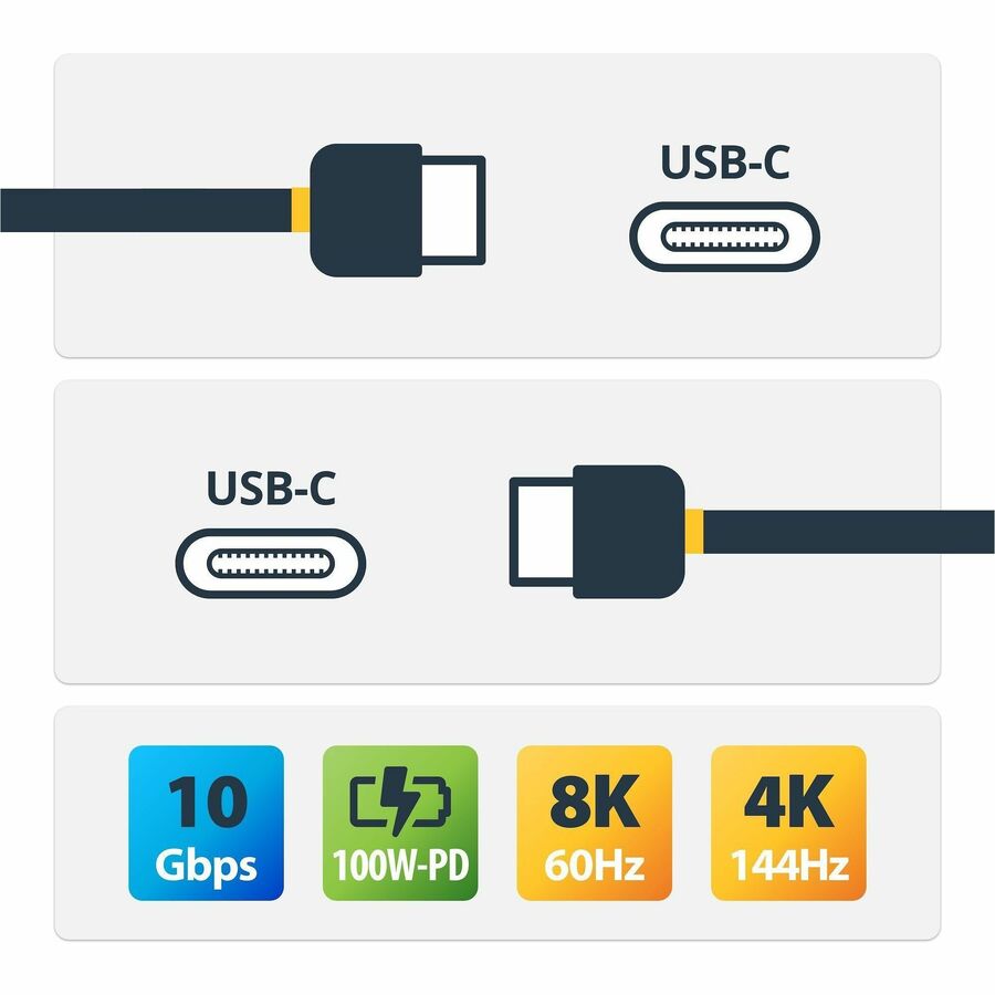 StarTech.com 20" 50cm USB C Cable 10Gbps, USB 3.1 Type-C Cable, 5A/100W, DP Alt Mode, USB-C Cord for USB-C Laptop/Phone/Device