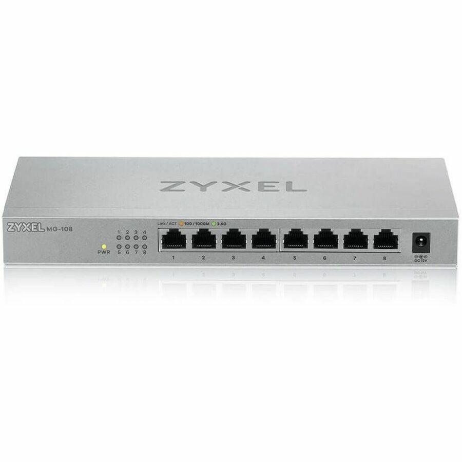 Zyxel 8-Port 2.5GbB MultiGig Ethernet Unmanaged Switch | 8 x 100/1G/2.5G Mbps Ports | Plug & Play | Metal Housing | Desktop or Wall-Mount |