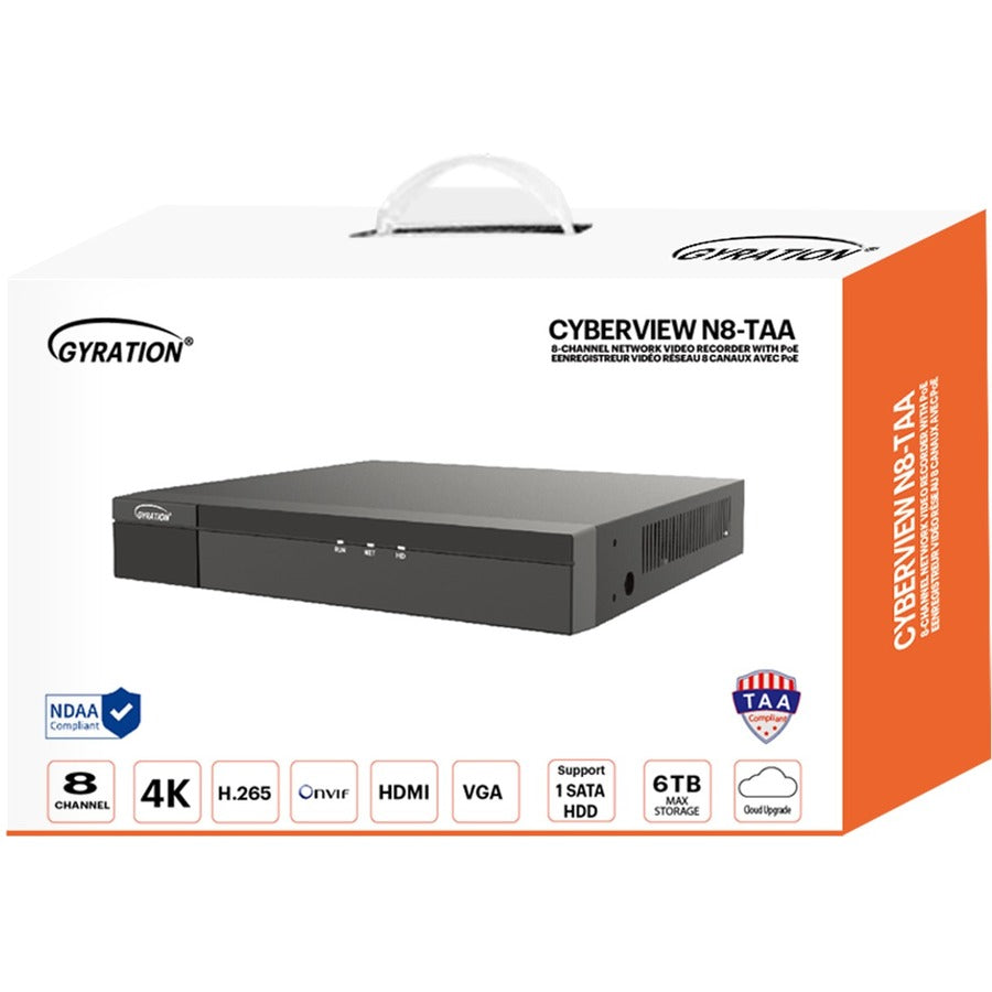 Adesso, Gyration 8-Channel Network Video Recorder With PoE, TAA-Compliant - 4 TB HDD