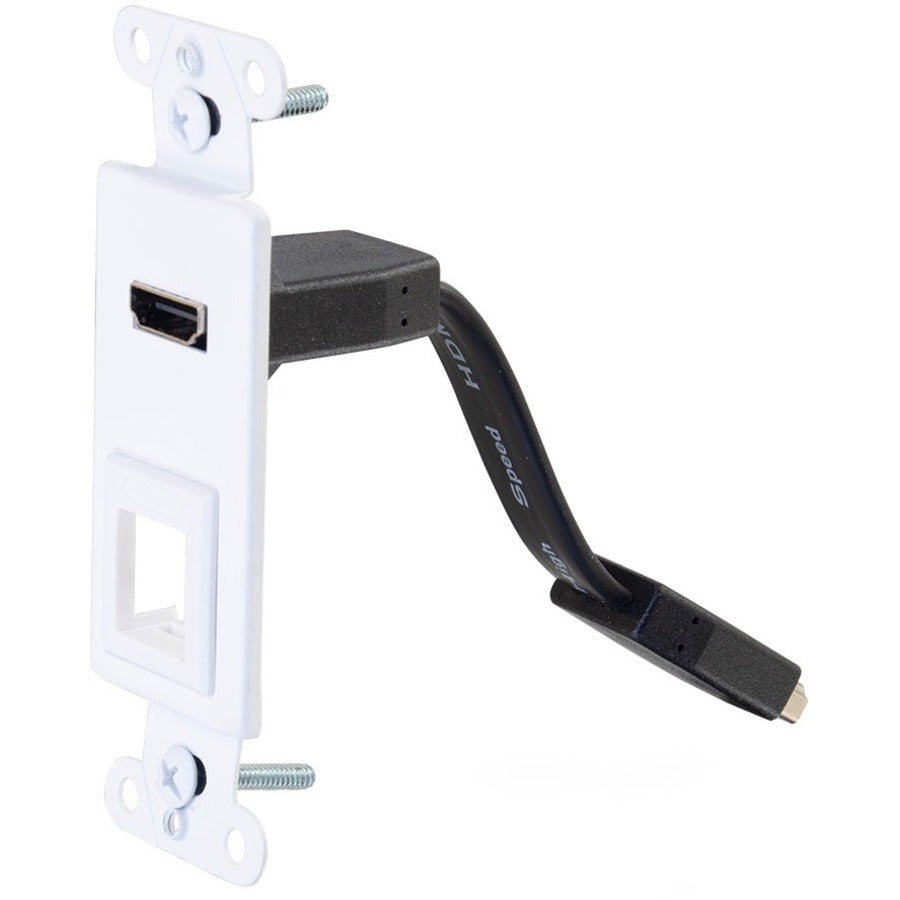C2G HDMI Pass Through Decorative Wall Plate with One Keystone - White