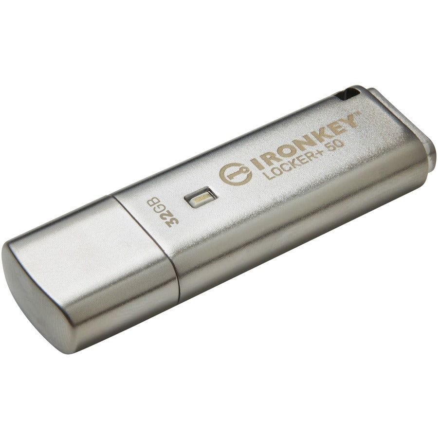 Kingston IronKey Locker+ 50 USB Flash Drive, 115 m, IKLP50, Silver