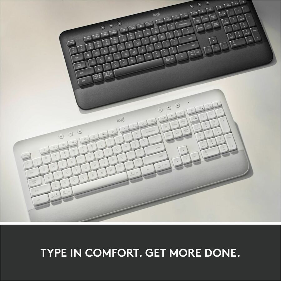 Logitech Signature K650 Comfort Full-Size Wireless Keyboard with Wrist Rest, BLE Bluetooth or Logi Bolt, Graphite