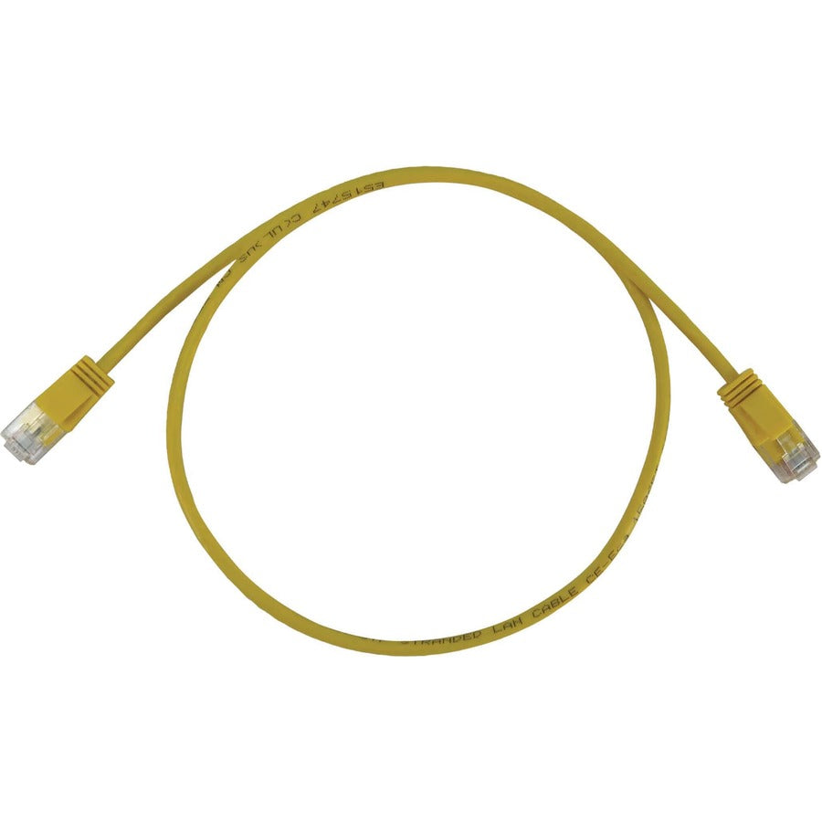 Eaton Tripp Lite Series Cat6a 10G Snagless Molded Slim UTP Ethernet Cable (RJ45 M/M), PoE, Yellow, 15 ft. (4.6 m)