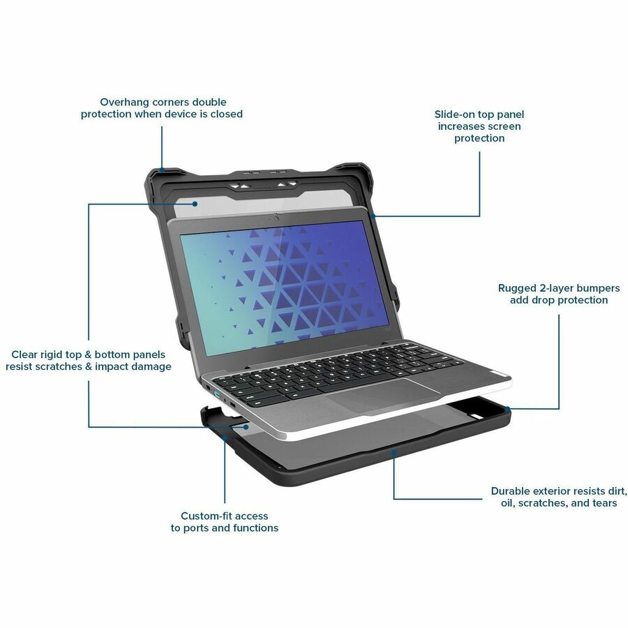 Extreme Shell-F Slide Case for Dell 3100/3110/5190 Chromebook Clamshell 11.6" (Gray/Clear)