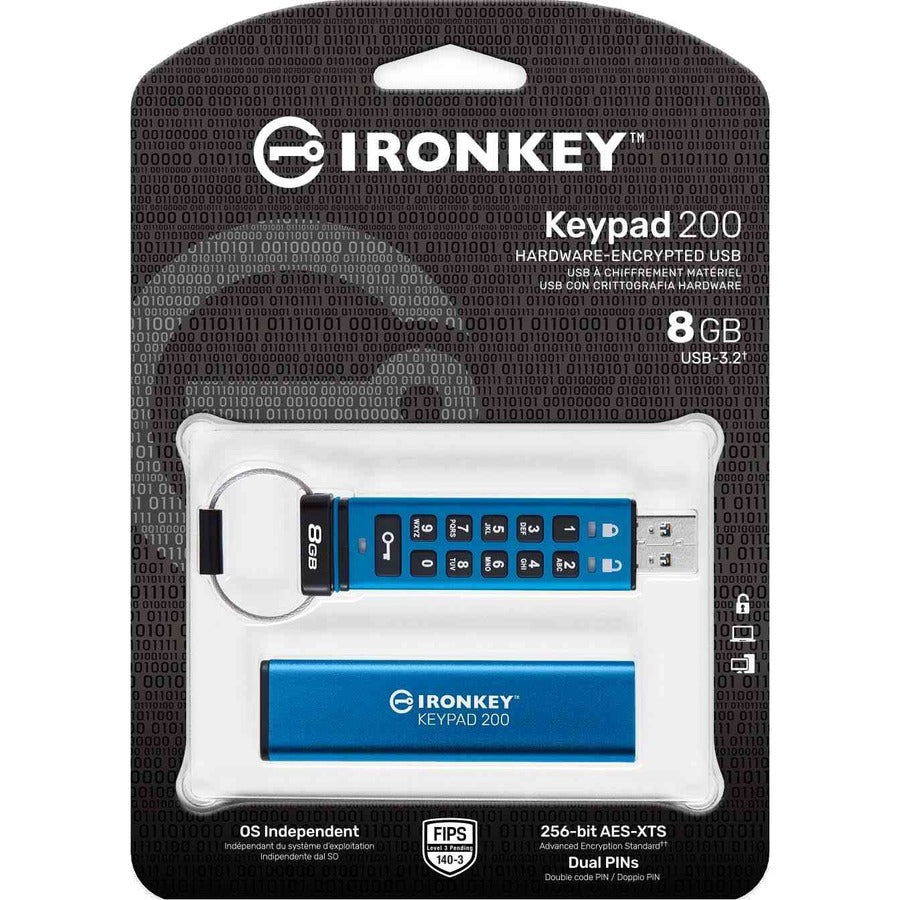 Kingston IronKey Keypad 200 8GB USB 3.2 (Gen 1) Type A Flash Drive