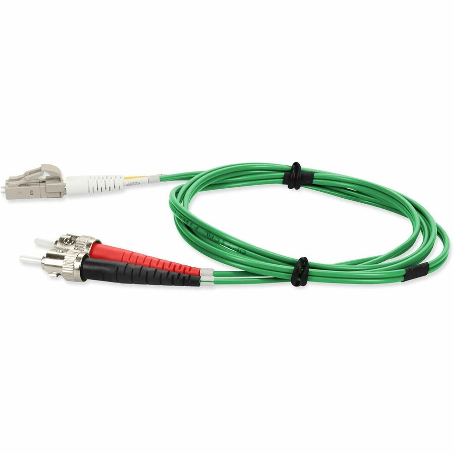 AddOn 1m LC (Male) to ST (Male) Green OM4 Duplex Fiber OFNR (Riser-Rated) Patch Cable