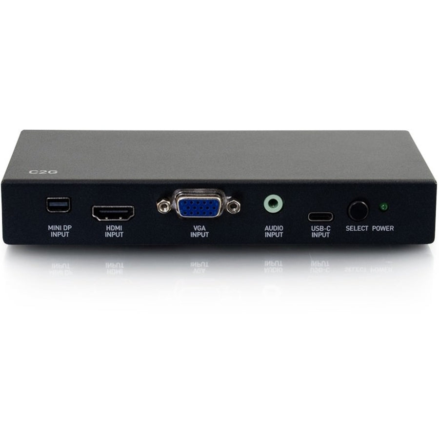 C2G Mini DisplayPort, USB-C, HDMI, VGA+3.5mm 4K Adapter Switch TAA