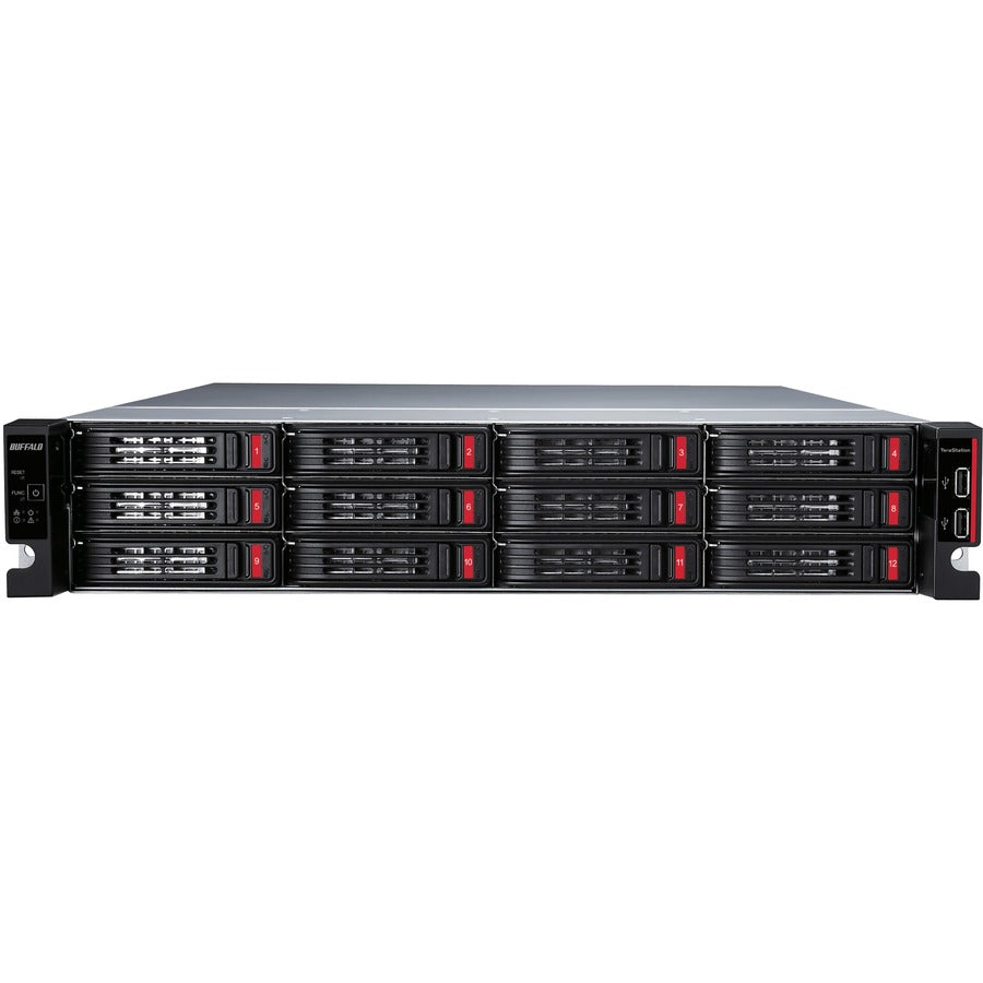 Buffalo TeraStation 51220RH 2U RM 32TB 12 Bay NAS (4x8TB) Enterprise HDD Partially Populated 10GBE RAID ISCSI Rail Kit Included - TAA Compliant, Ethernet, TS51220RH