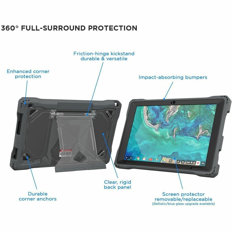 MAXCases Shield Extreme-X2 for Acer Chromebook Tablet 510 10.1" (Black)