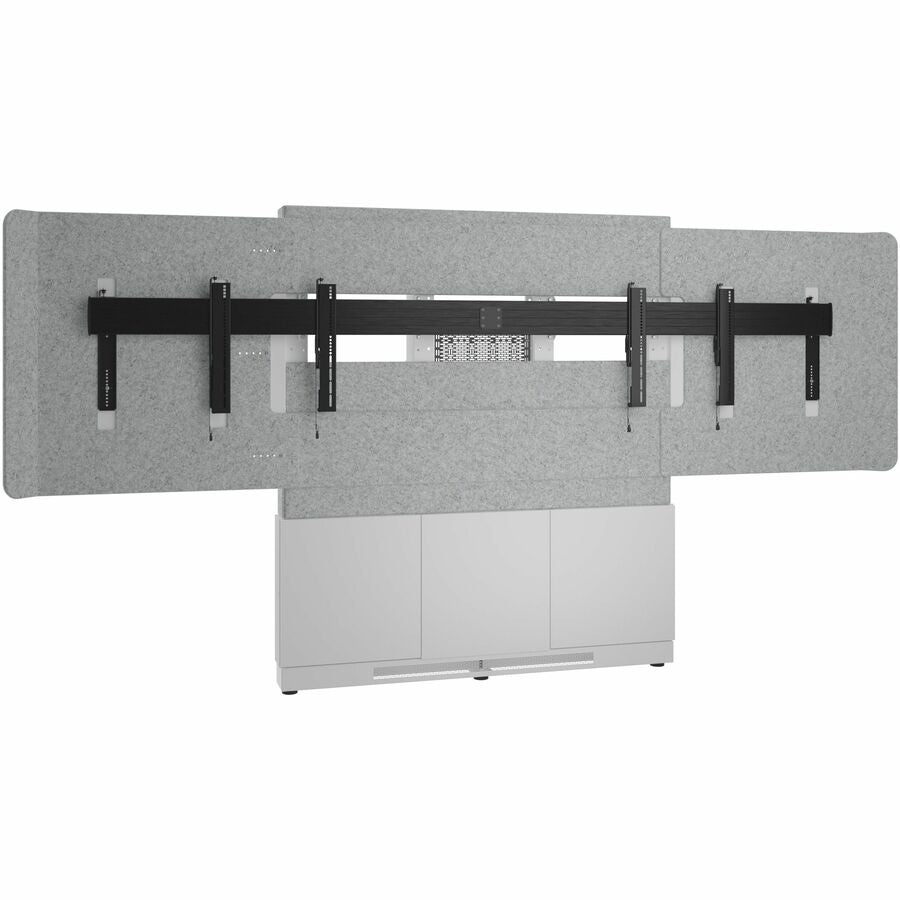 Legrand Middle Atlantic Forum Series 4RU Floor-to-Wall Mounted 3-Bay Dual Display Stand - Light Finish
