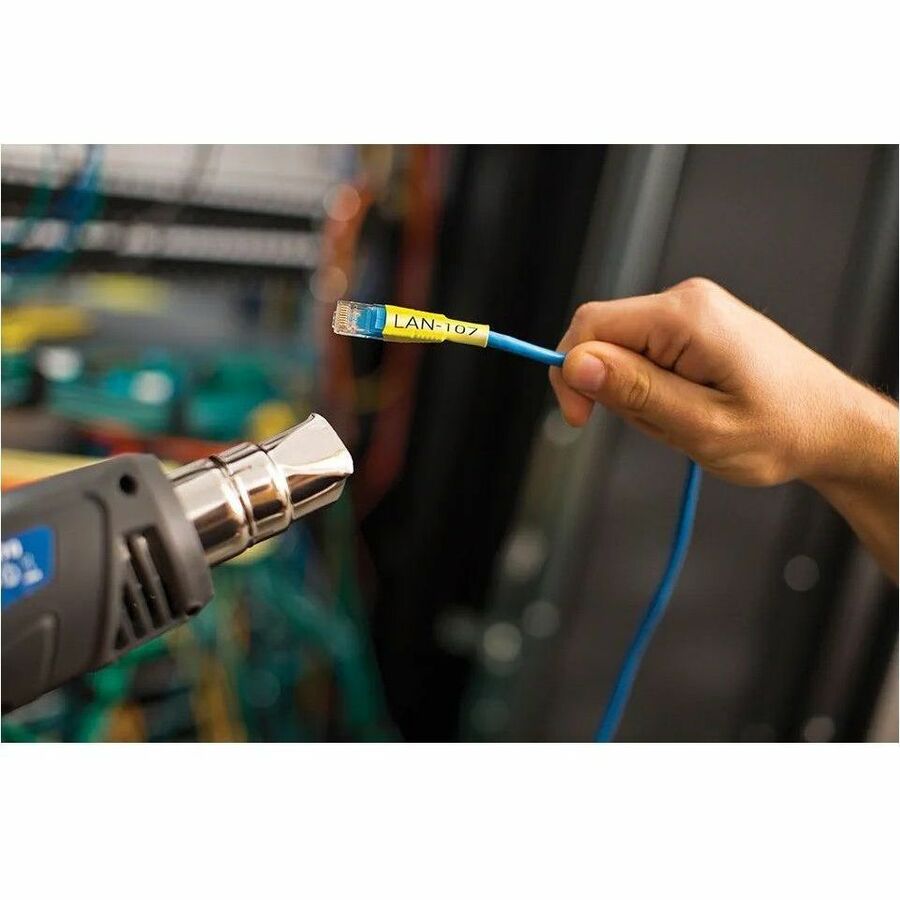 Brother HSe-611E Heat Shrink Tube Tape Cassette - Black on Yellow, 5.2mm wide