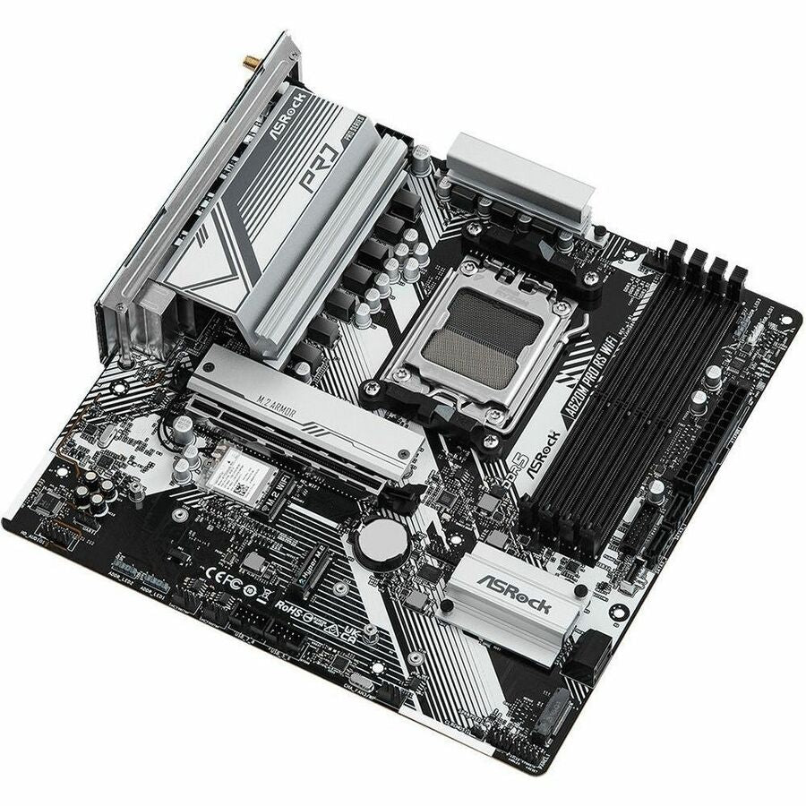 ASRock A620M Pro RS WiFi Gaming Desktop Motherboard - AMD A620 Chipset - Socket AM5 - Micro ATX