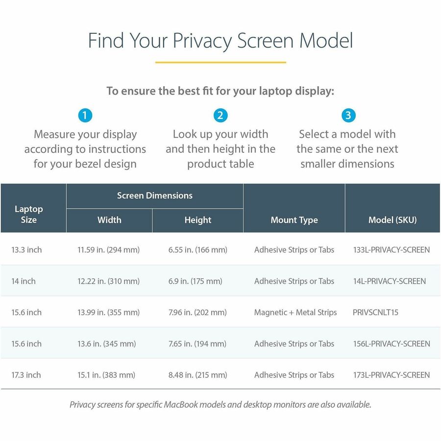 StarTech.com 17.3-inch 16:9 Laptop Privacy Filter, Anti-Glare Privacy Screen w/51% Blue Light Reduction, +/- 30&deg; View Angle, Matte/Glossy