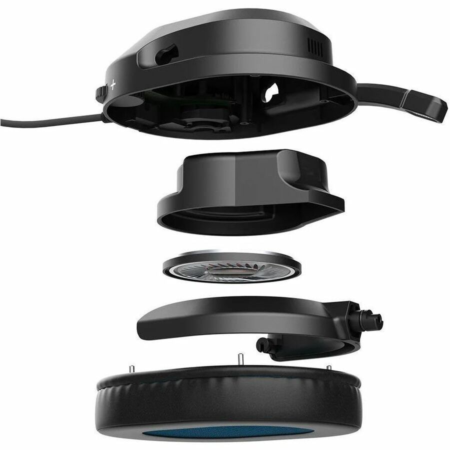 JLab Nightfall Wired Gaming Headset, Black, On-ear earpiece design ensures maximum comfort and pain