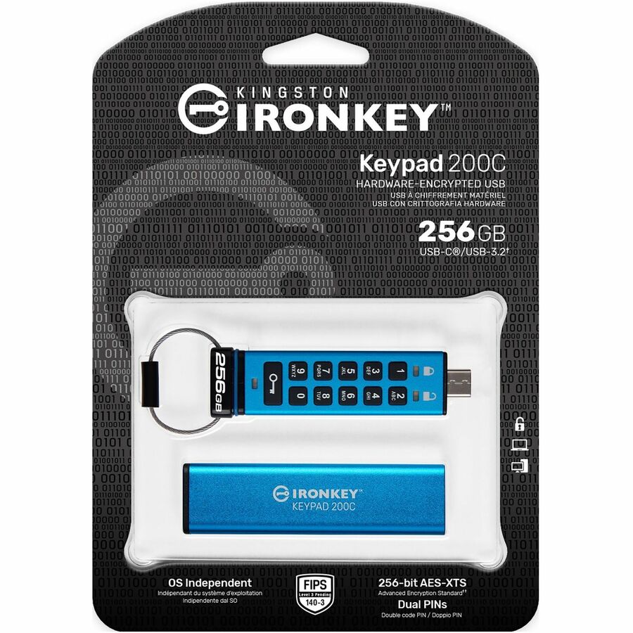 Kingston IronKey Keypad 200 256GB USB 3.2 (Gen 1) Type C Flash Drive