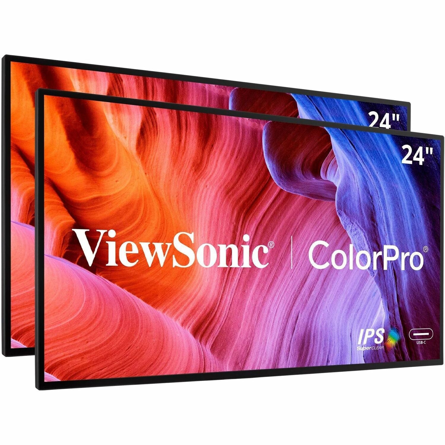Viewsonic 24 ColorPro 1080p Dual Pack HeadOnly IPS Docking Monitors with 65W USBC and Daisy Chain. - 24 Inch, 16.7 m, Silver