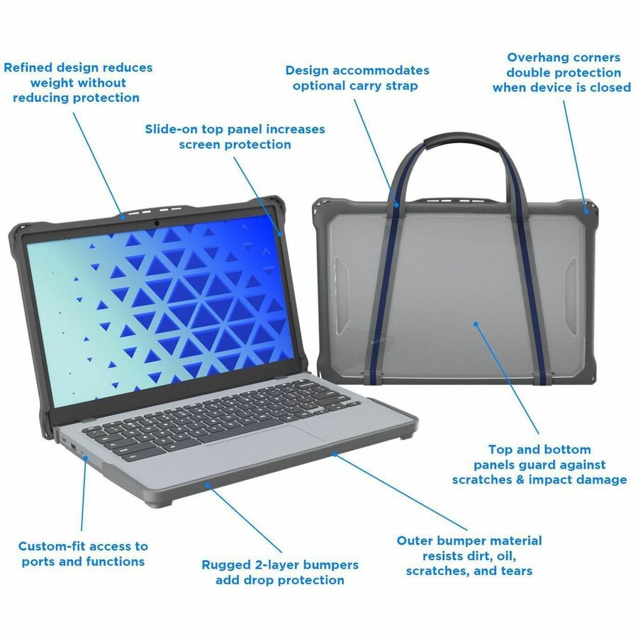 Extreme Shell-F2 Slide Case for HP X360 G4/G3 and x360 Fortis G3 11.6" (Grey/Clear)