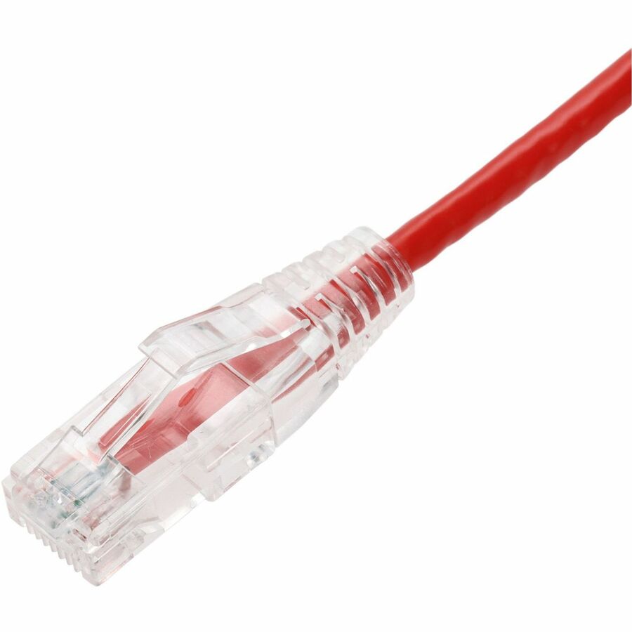 AddOn 25ft Red CAT 6A Slim PVC Ethernet Cable Snagless Clear-Claw RJ-45 M/M