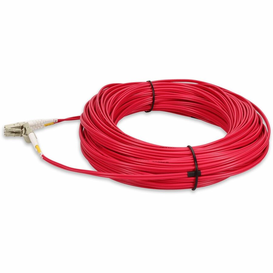 AddOn 25m LC to LC Red OM4 Duplex OFNP (Plenum-Rated) Fiber Patch Cable