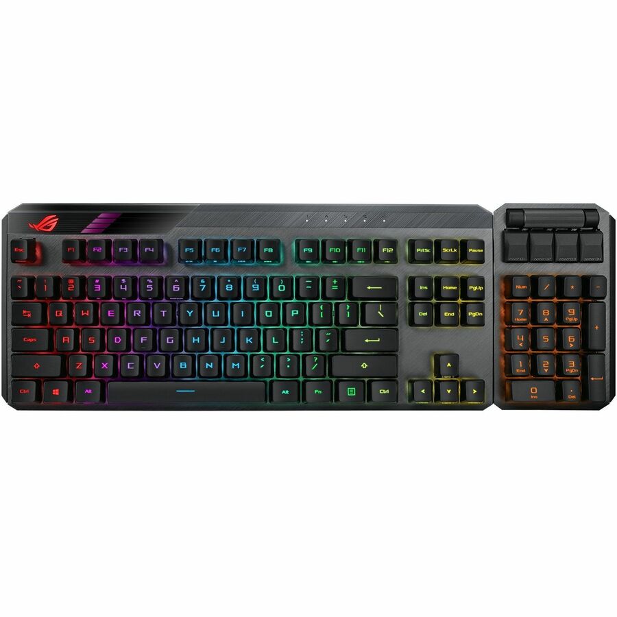 ASUS ROG Claymore II Wireless Modular Gaming Mechanical Keyboard (ROG RX Blue ?Switches, detachable numpad & wrist rest for TKL 80%/100%, Aura Sync, media controls, fast charge, USB 2.0 Passthrough)