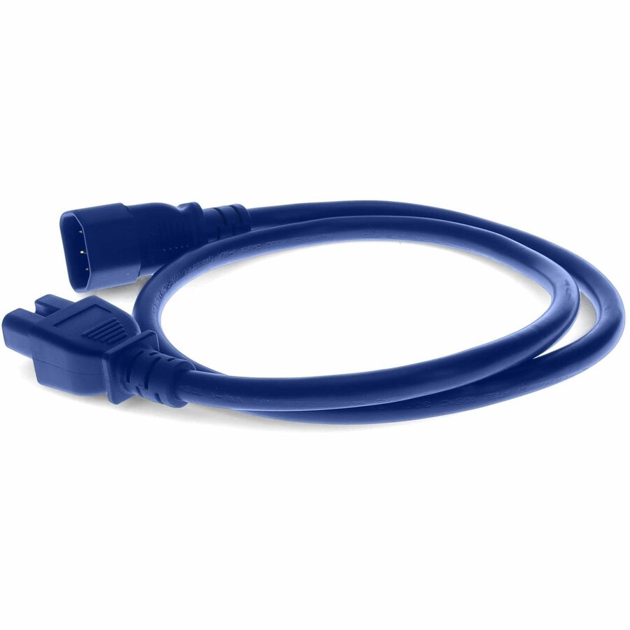 AddOn 1ft C14 Male to C15 Female 14AWG 100-250V at 15A Blue Power Cable