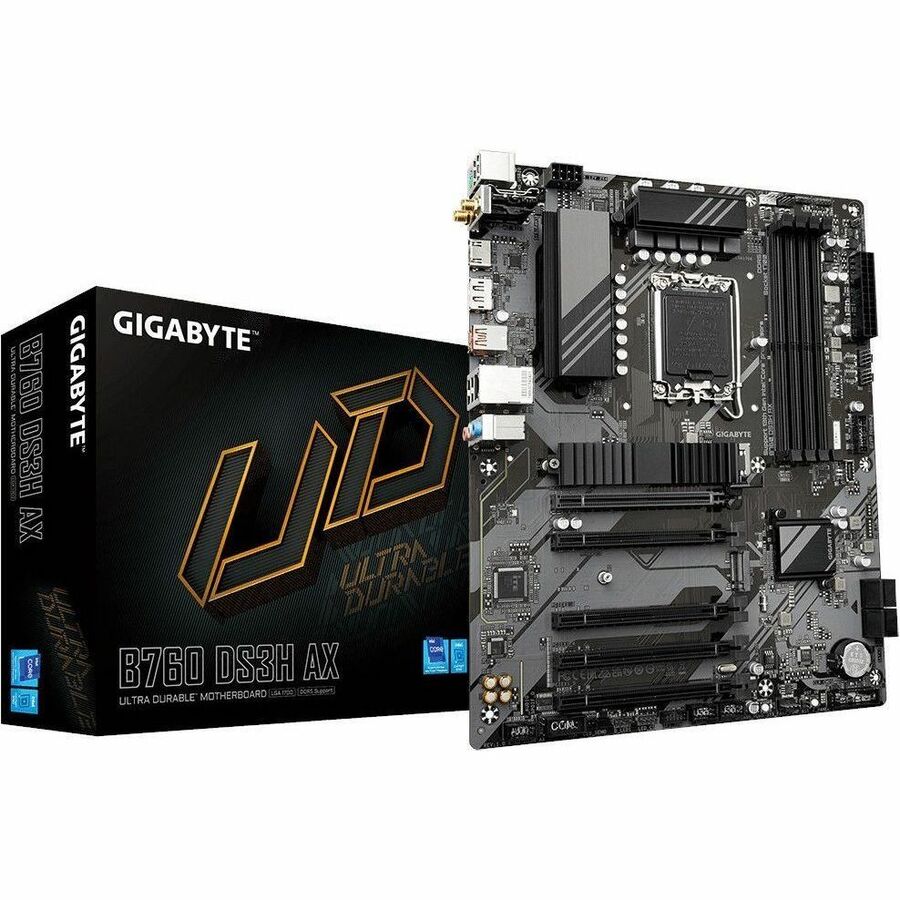 Gigabyte Ultra Durable B760 DS3H AX Gaming Desktop Motherboard - Intel B760 Chipset - Socket LGA-1700 - ATX
