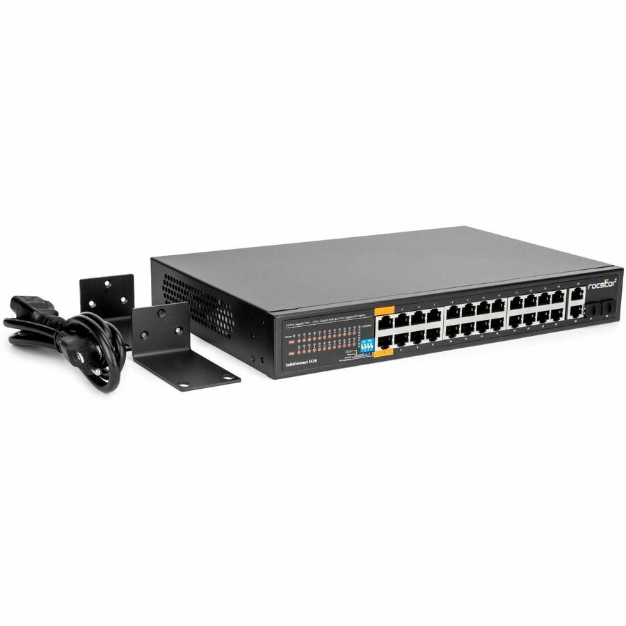 Rocstor SolidConnect SC28 28 Port Switch, 24-Port PoE+ Gigabit Unmanaged Ethernet Port, 2x Gigabit RJ45 & 2 SFP uplink - 802.3af/at