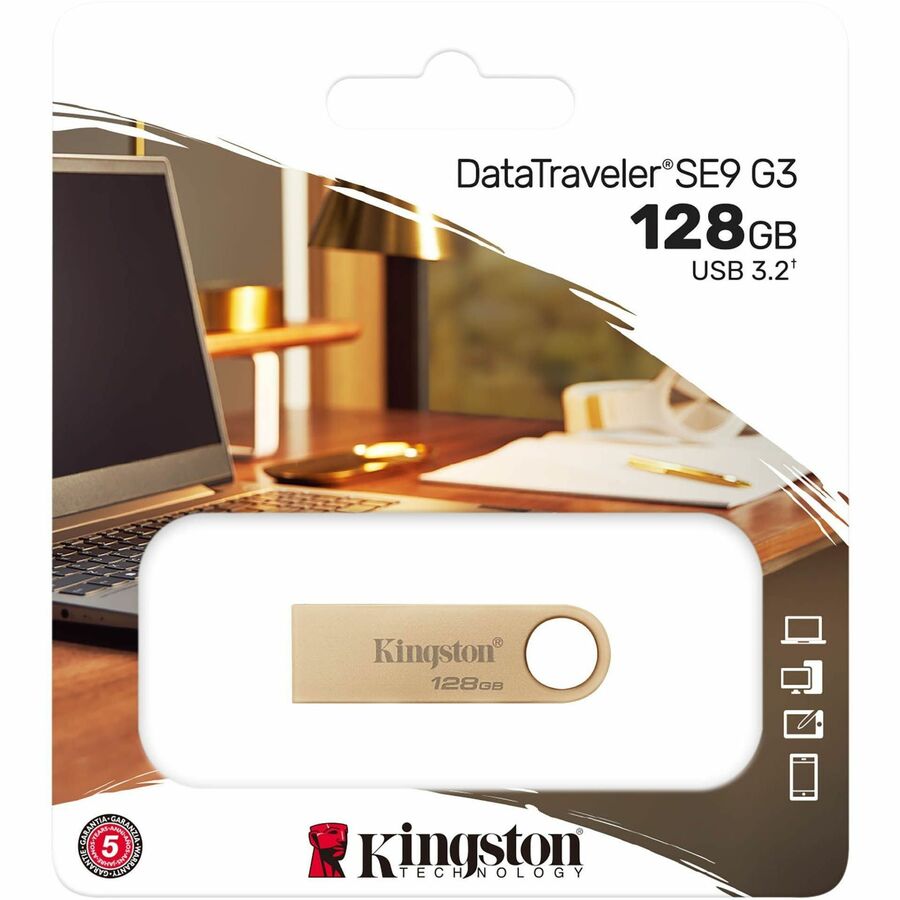 Kingston 128GB 220MB/s Metal USB 3.2 Gen 1 DataTraveler SE9 G3, 1.5 in, DTSE9G3128GB