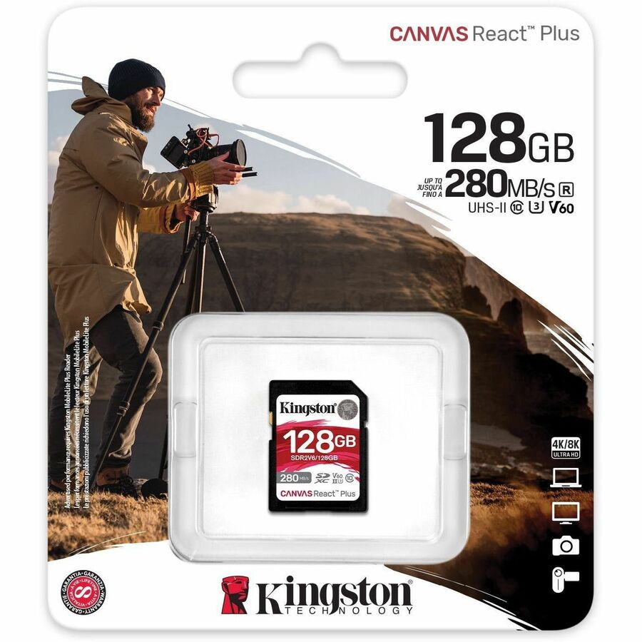 Kingston Canvas React Plus 128 GB Class 10/UHS-II (U3) V60 SDXC