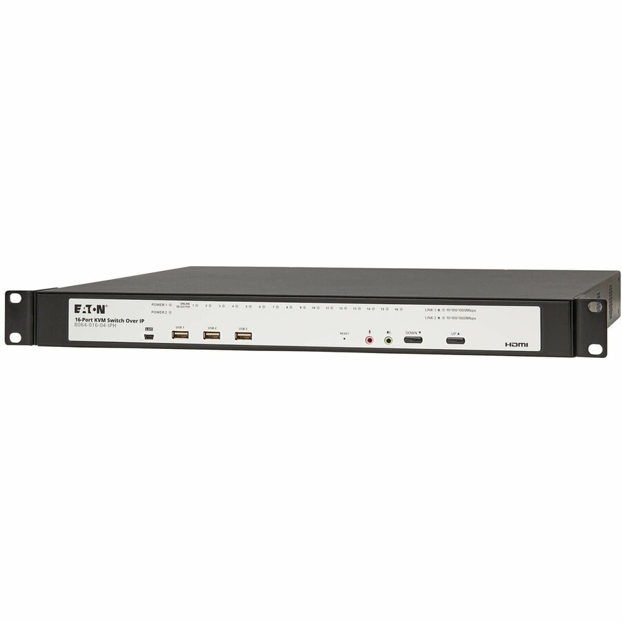 Eaton 16-Port Cat5e KVM over IP Switch - Virtual Media, 4 Users (Remote + 1 Local Port), HDMI Output, 1U Rack-Mount, TAA