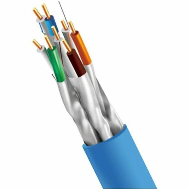 4XEM 1000ft CAT6A Pure Copper Riser Bulk Cable - Blue