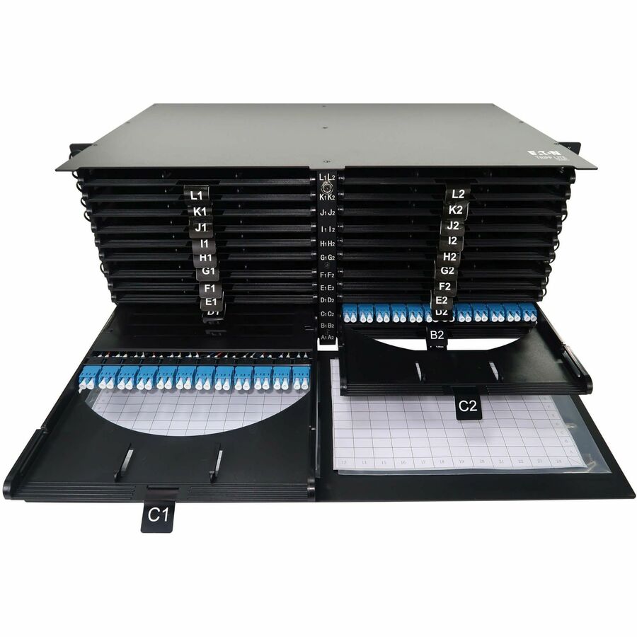 Eaton Tripp Lite Series High-Density Panel Fiber Splice Enclosure - 24 Splicing Cassettes, 576 LC/UPC SM 0.9 mm, 1.5 m Pigtail, 4U Rack