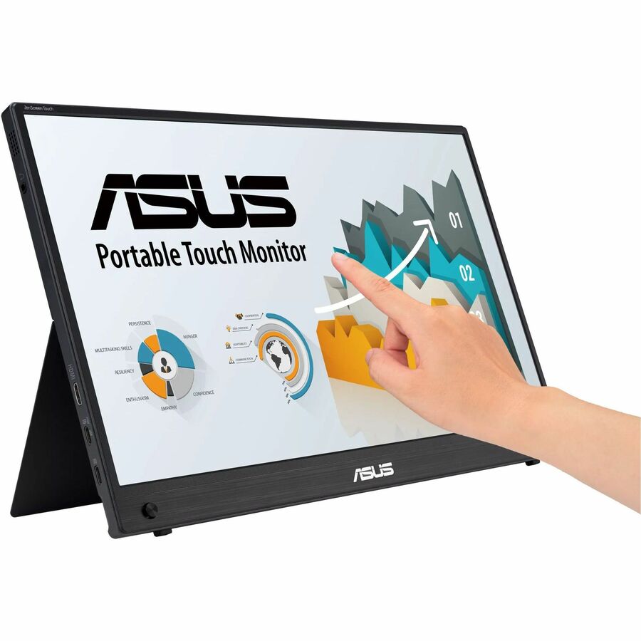 ASUS Zen Screen 10-point Touch 16 Portable monitor (MB16AMTR)-FHD, IPS, Built-in Battery, Kickstand, Tripod socket, Hybrid USB-C (DP Alt Mode), mini-HDMI, smartphones, laptops, game consoles,3yr