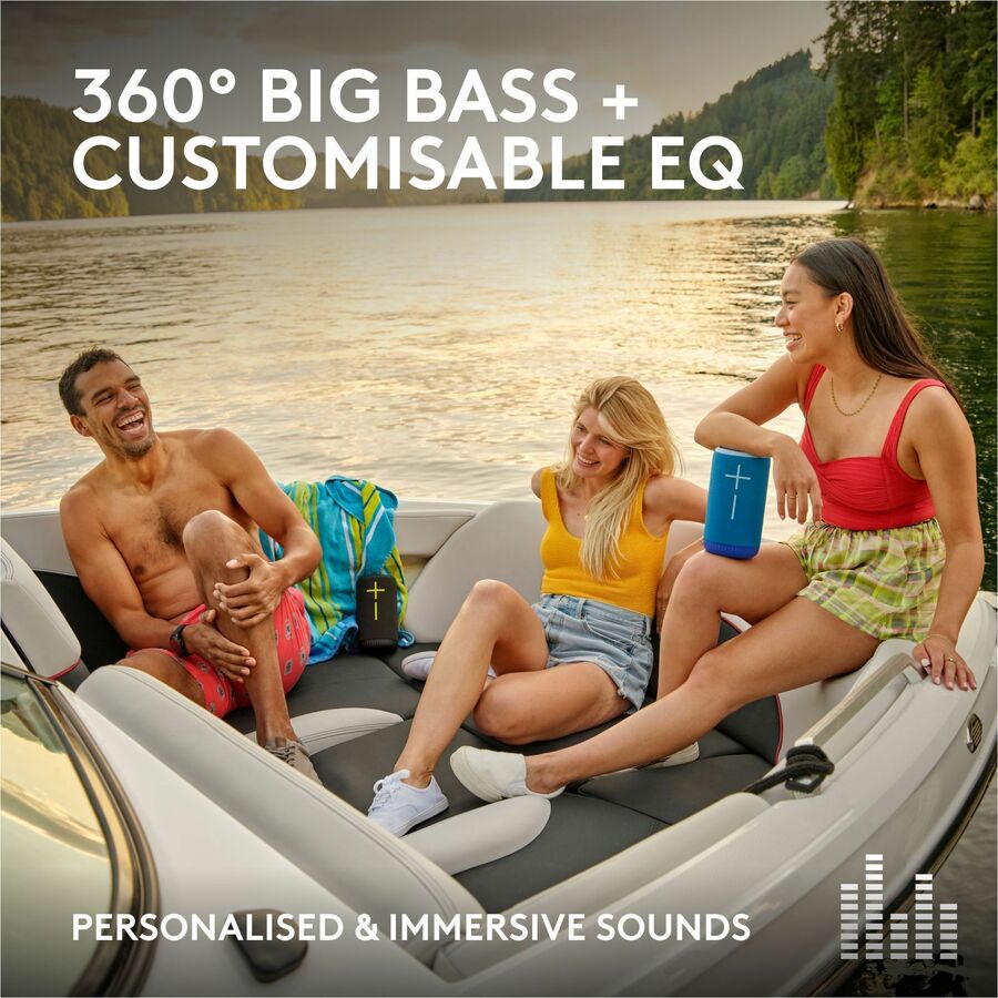 Logitech ULTIMATE EARS EVERBOOM Wireless Bluetooth Portable Speaker, Big Bass and Immersive 360-Degree Sound, Floatable Waterproof Speaker IP67, up to 20-Hour Battery and 180 ft