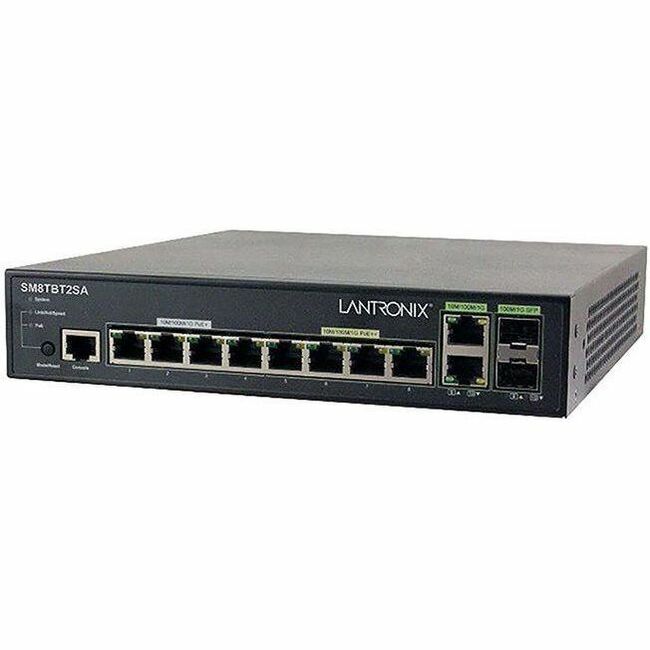 Lantronix SM8TBT2SA Managed Gigabit Ethernet PoE++ Switch