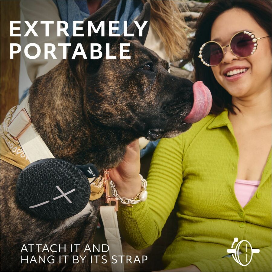 Logitech ULTIMATE EARS MINIROLL Ultra-Portable Waterproof Bluetooth Speaker, Big Bass, IP67 Dustproof, 131 ft (40 m) Range - Gentle Black