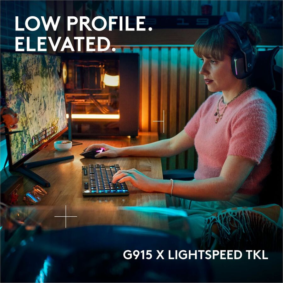 Logitech G915 X LIGHTSPEED TKLTactile, 0.89", Bluetooth/RF, G915 X LIGHTSPEED TKL Gaming Keyboard Lightspeed USB Receiver USB Extender USB-C Data /Charging Cable User Documentation, Wired/Wireless