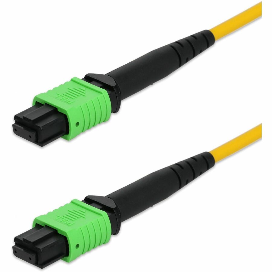 AddOn 15m AMPO-12 to AMPO-12 Yellow OS2 Duplex OFNR (Riser-Rated) 12-Strand SMF Fiber Patch Cable