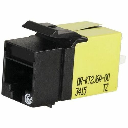 LEGRAND Ortronics Category 6a Keystone Jack, Lacing Cap Termination, Black, 25 pack, Female, KT2J6A25-00